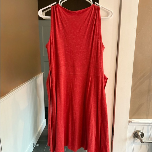 Toad & Co Coral/Red/Orange Faux Wrap Dress - Picture 4 of 10